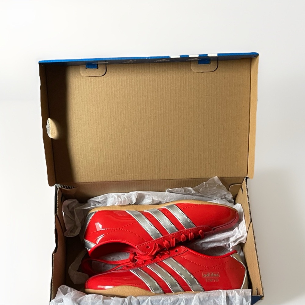 adidas Red Sneakers with Silver Stripes - Picture 9 of 10